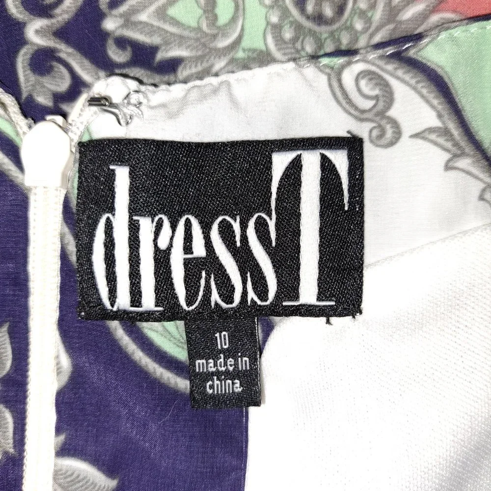 Dress T Paisley Print Sleeveless Shift Dress Size 10 - Picture 7 of 8